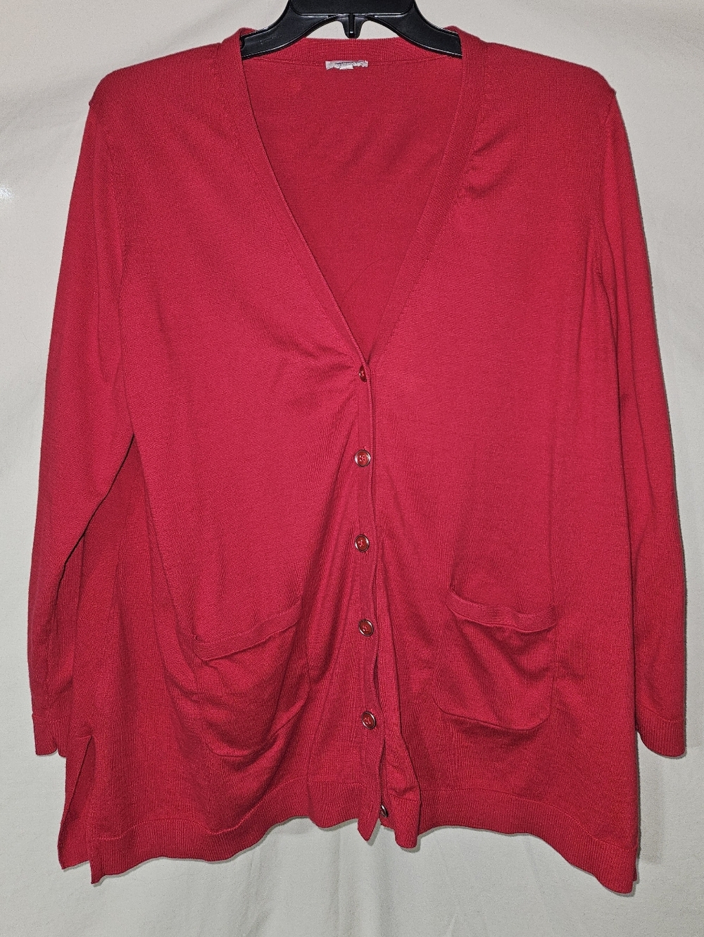 Talbots Red V-Neck Button Cardigan Sweater